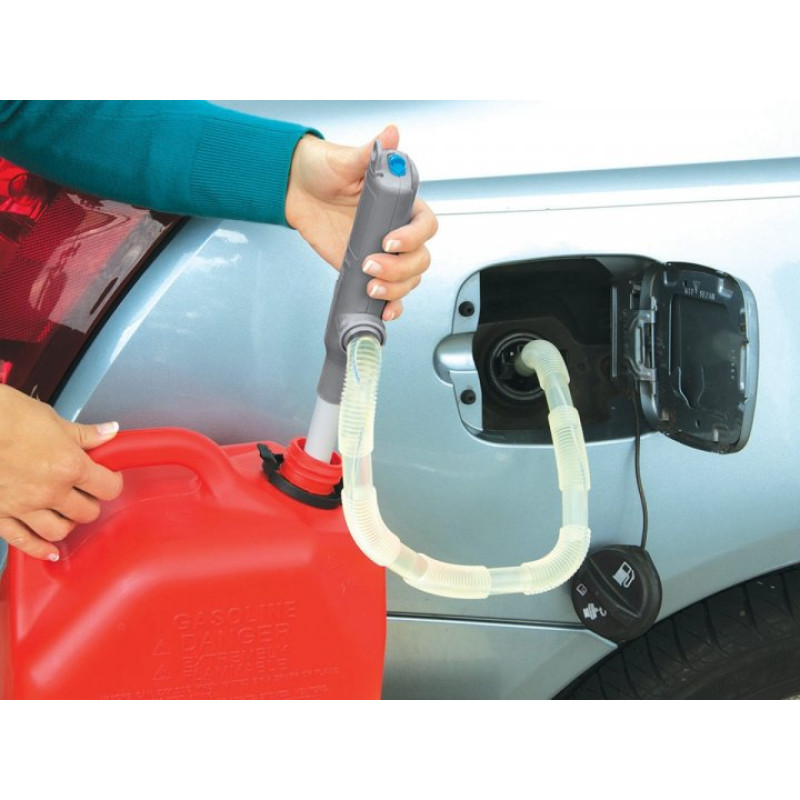 Ручний насос сифонний для швидкого перекачування рідин Turbo Pump пластиковий на батарейках Сірий