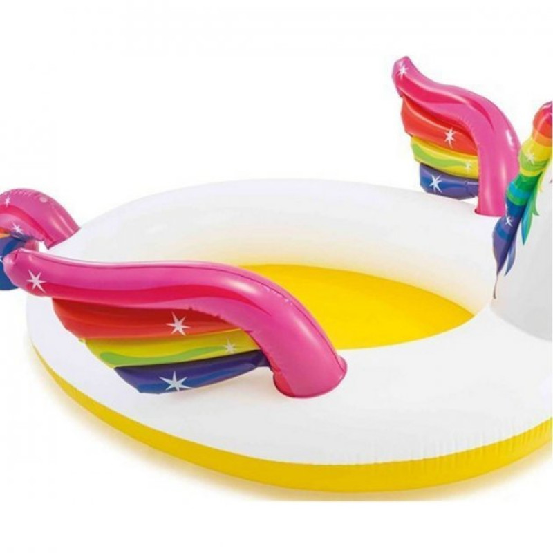 Надувний басейн дитячий від 1 року з фонтаном Intex 57441 Єдиноріг 272х193х104см 151л Різнокольоровий