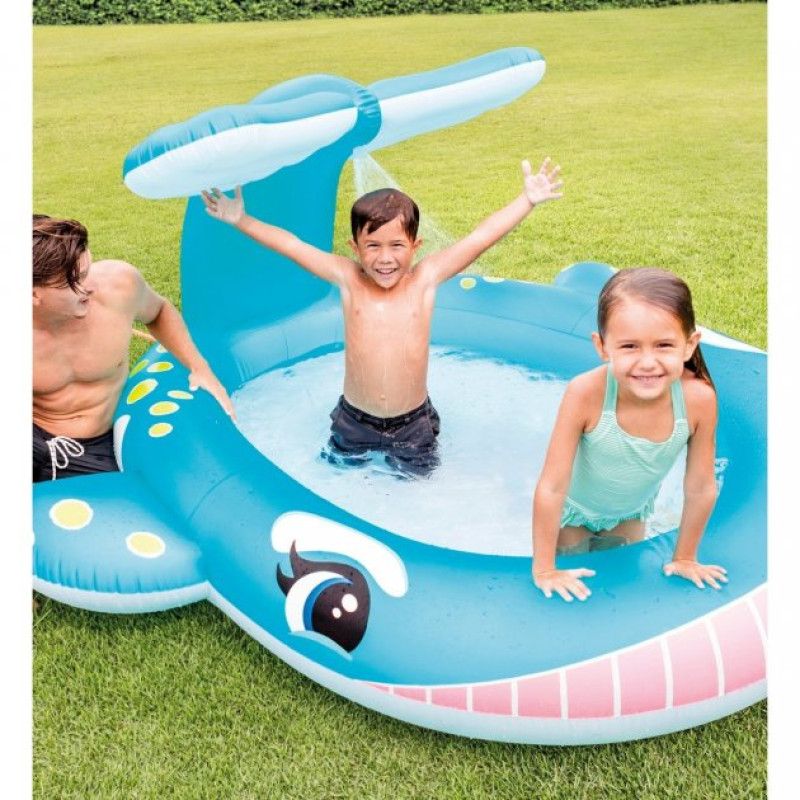 Надувний басейн дитячий від 2 років Intex 57440 Кіт 201х196х91см 200л з фонтаном Блакитний