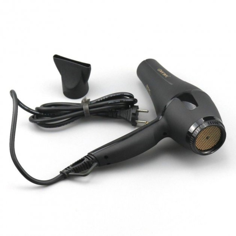 Фен для волосся з функцією іонізації, потужним мотором та 3 режимами Gemei GM-1763 2400Вт Чорний