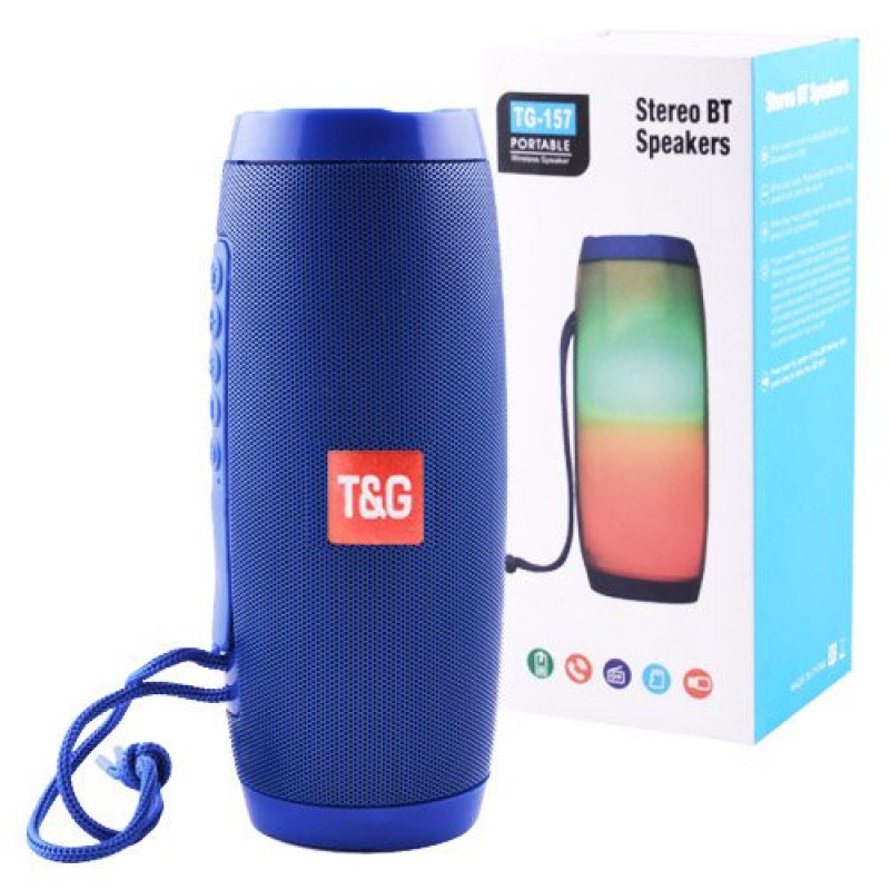 Портативна Bluetooth-колонка з різнокольоровим підсвічуванням Hangout Speaker (TG-157) Blue