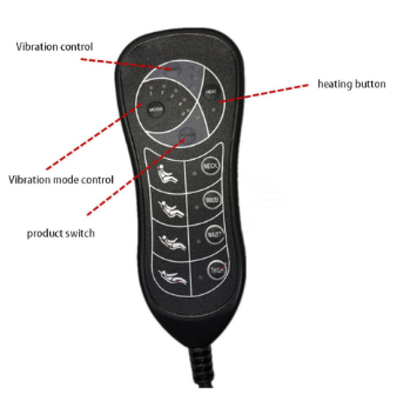 Масажна вібраційна накидка на крісло з підігрівом 5 програм Пульт управління MASSAGE Armchair JB-616B Black