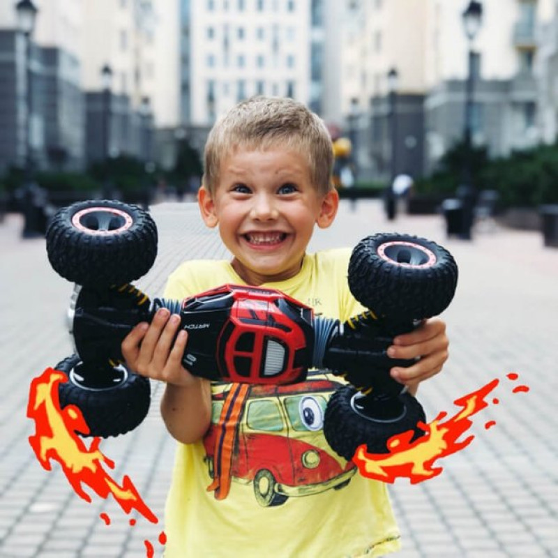 Машинка вертюк трансформер всюдихід трюковий 4x4 на радіокеруванні Leopard King 34см Червоний Машинка вертюк трансформер всюдихід трюковий 4x4 на радіокеруванні Leopard King 34см Червоний