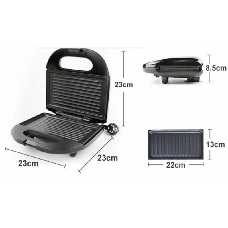 Гриль електричний притискний контактний, електрогриль чорний Domotec MS 7709 Гриль електричний притискний контактний, електрогриль чорний Domotec MS 7709