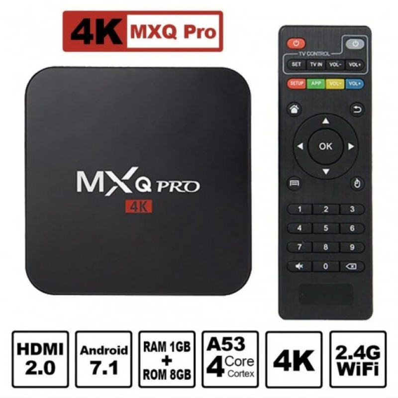Мультимедийная ТВ приставка Amlogic K  MXQ Pro S905 OTT TV Box 4 ядра Android Черный