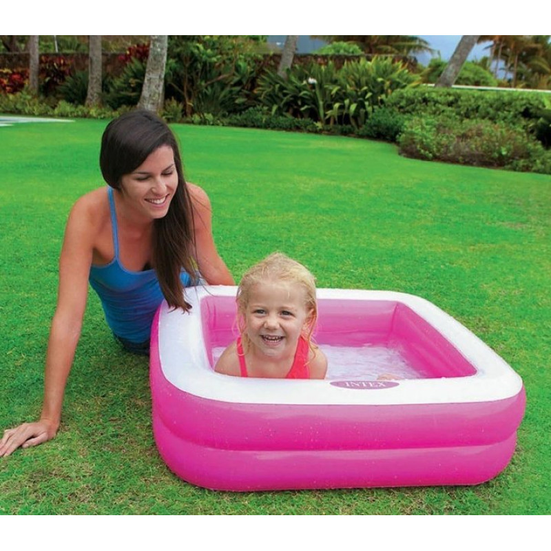 Надувний басейн дитячий від 1 року Intex 57100 85х85х23см 57л 2 камери Рожевий