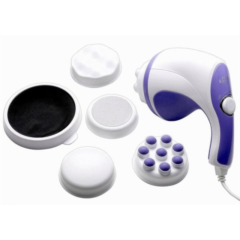 Портативний ручний масажер для всього тіла із 5 насадками Relax and Ton WJ-03 Біло-фіолетовий