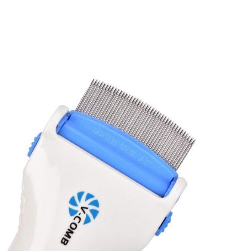 Гребінець електричний для видалення вошей та бліх у тварин з насадкою з нержавіючої сталі Licetec V-Comb (VC8972)