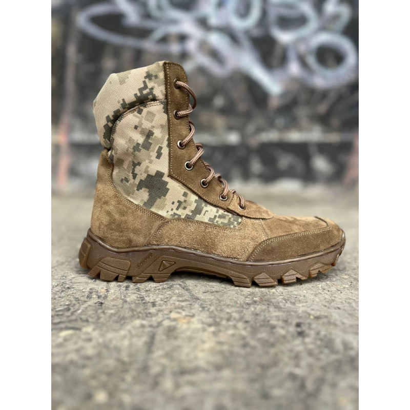Берці тактичні чоловічі Light Boots 40 (26,5см) Весна/Літо шкіра та кордура черевики легкі (Койот-Піксель)