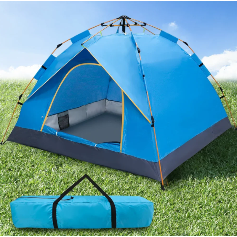 Автоматичний туристичний намет 4-х місний для кемпінгу з козирком Autocamp 200х200х135см AC-1902 Blue