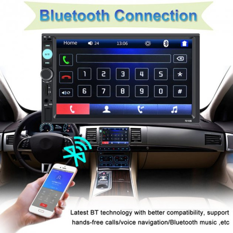 Автомагнітола 2DIN з сенсорним дисплеєм 7" з пультом керування та підтримкою камери заднього виду Bluetooth USB microSD 7010B Чорний Автомагнітола 2DIN з сенсорним дисплеєм 7" з пультом керування та підтримкою камери заднього виду Bluetooth USB microSD 7010B Чорний