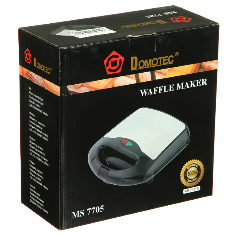 Вафельниця Domotec електрична 1000Вт з антипригарним покриттям (MS-7705)
