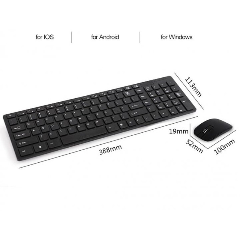 Компактний набір бездротова клавіатура і миша UKC K-06 Slim Black