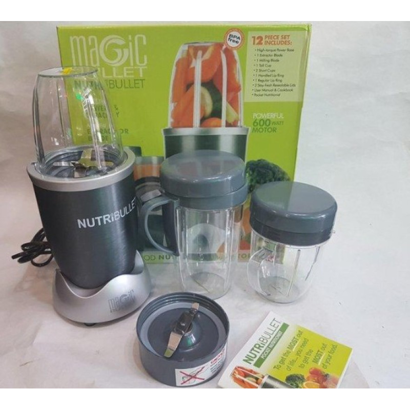Блендер кухонний універсальний для овочів та фруктів Magic Bullet Nutri Bullet 600W Сірий