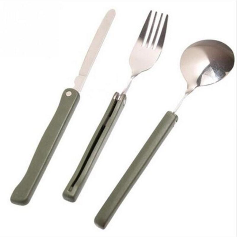 Набір столових туристичних приладів 3 предмети ложка, вилка, ніж металеві скадні з чохлом Lesko 2017 3в1 Зелений Набір столових туристичних приладів 3 предмети ложка, вилка, ніж металеві скадні з чохлом Lesko 2017 3в1 Зелений