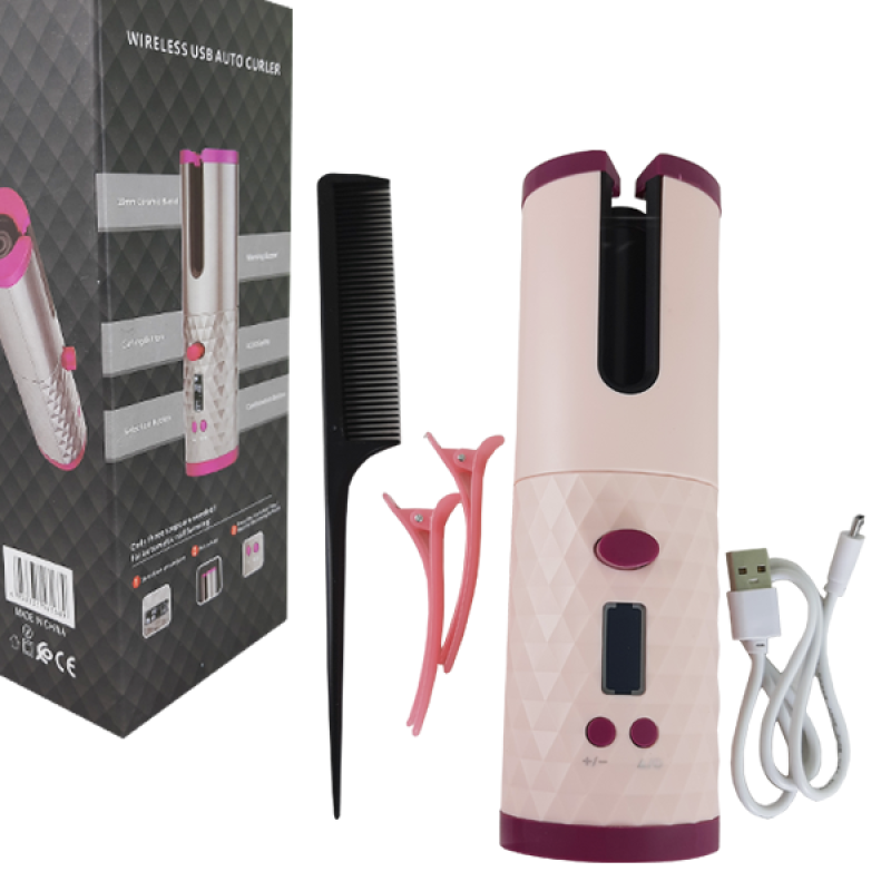 Бездротова, автоматична плойка для завивки волосся Ramindong Hair curler RD-60, Pink