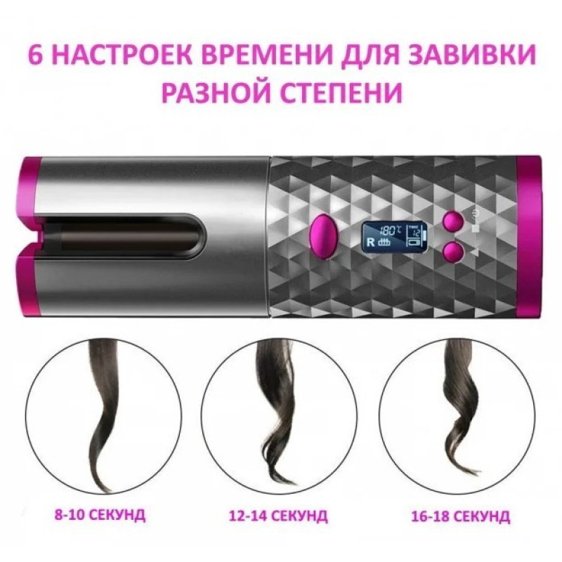 Бездротова, автоматична плойка для завивки волосся Ramindong Hair curler WM-002, Grey