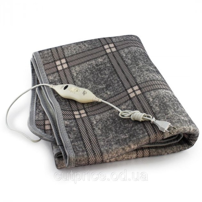 Електропростирадло з підігрівом клітчасте 2 режими 150х120см Electric Blanket EC-3289 Gray