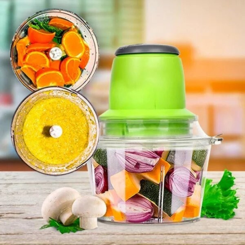 Блендер-подрібнювач кухонний універсальний для овочів, фруктів та м'яса Lightning Fast MC-11222 Салатовий