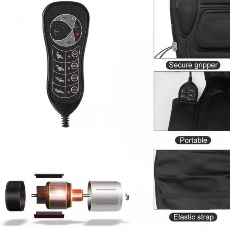 Масажна накидка на крісло з підігрівом та пультом Massage Armchair JB-616C (12/220V) Black