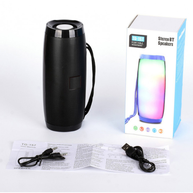 Портативна Bluetooth-колонка з різнокольоровим підсвічуванням Hangout Speaker (TG-157) Black