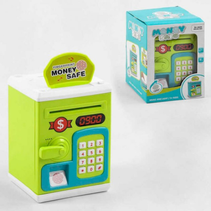 Дитяча сейф-скарбничка Money Safe з відбитком пальця і кодовим замком WF-3002 Зелений Дитяча сейф-скарбничка Money Safe з відбитком пальця і кодовим замком WF-3002 Зелений