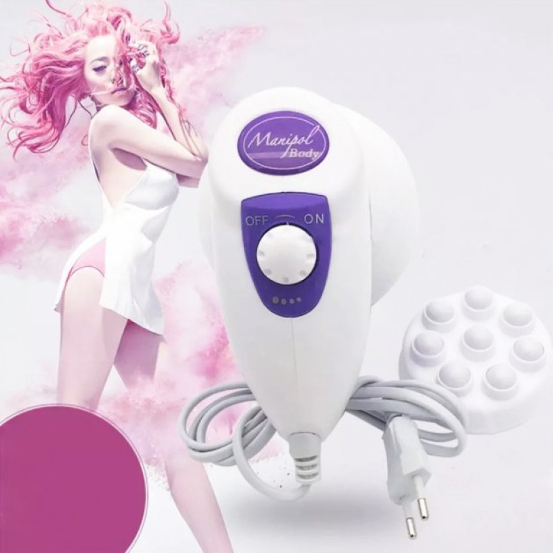 Антицелюлітний ручний масажер для тіла із 3 насадками Manipol Body MA01 Біло-фіолетовий