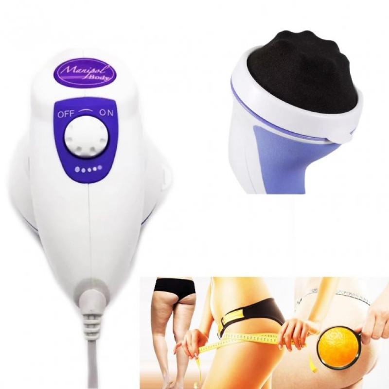 Антицелюлітний ручний масажер для тіла із 3 насадками Manipol Body MA01 Біло-фіолетовий