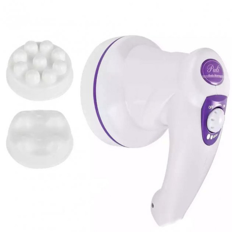 Антицелюлітний ручний масажер для тіла із 3 насадками Manipol Body MA01 Біло-фіолетовий