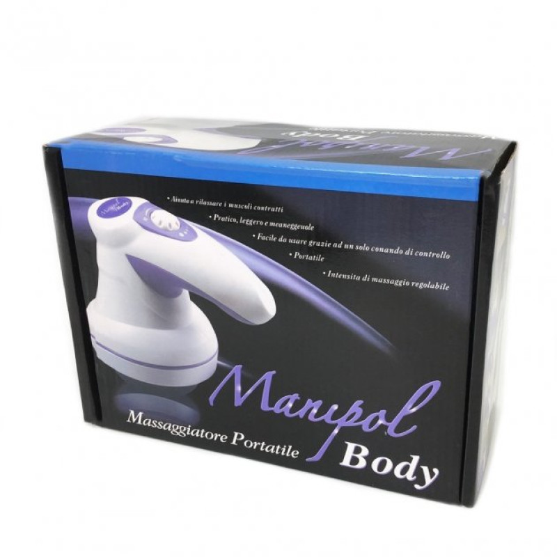 Антицелюлітний ручний масажер для тіла із 3 насадками Manipol Body MA01 Біло-фіолетовий