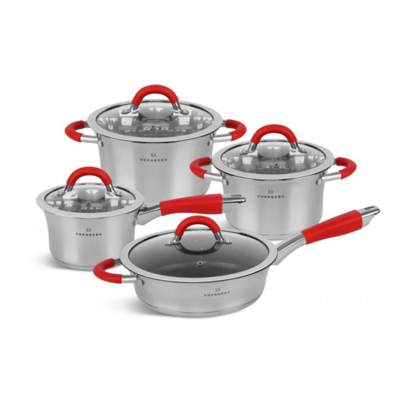 Набір каструль з нержавіючої сталі Edenberg EB-2408 на 8 предметів Набір кухонного посуду з товстим дном