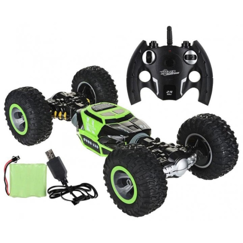 Машинка вертюк трансформер всюдихід трюковий 4x4 на радіокеруванні Leopard King 34см Зелений