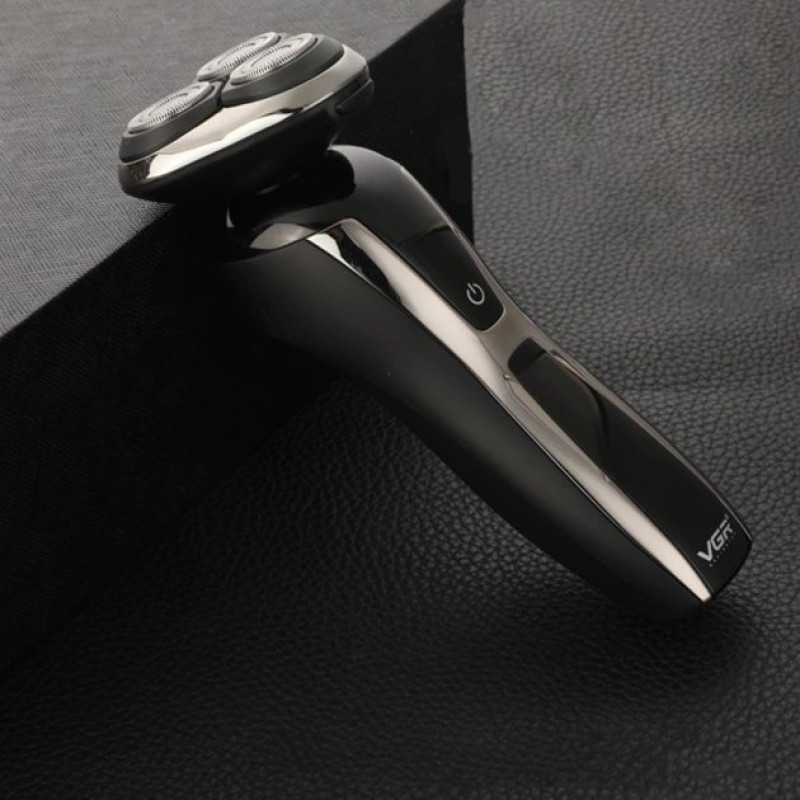 Електробритва для чоловіків роторна VGR V-309 водонепроникна бритва для вологого та сухого гоління Чорний