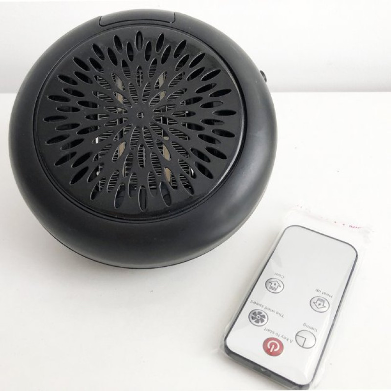 Тепловентилятор для дому обігрівач дуйчик таймер до 12 годин 900Вт Wonder Heater Black