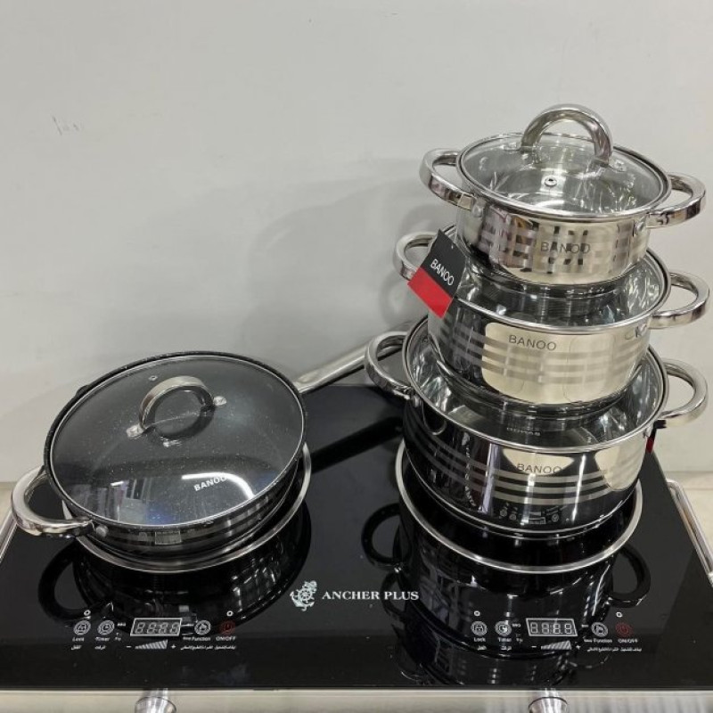 Набір каструль з нержавіючої сталі з товстим дном 8 предметів Banoo BN-5004