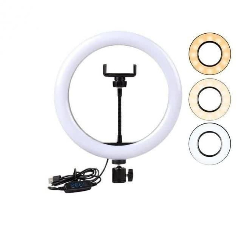 Кільцева LED лампа Ring Lite UKC XD-260 26см селфі-кільце з 1 кріпленням для телефону Чорний