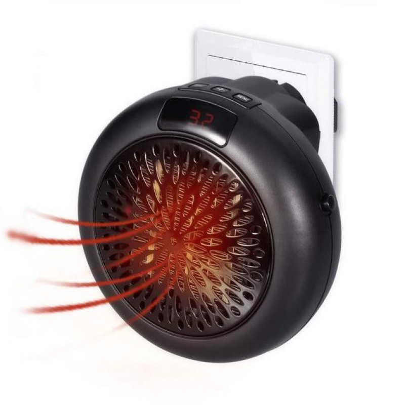 Тепловентилятор для дому обігрівач дуйчик таймер до 12 годин 900Вт Wonder Heater Black