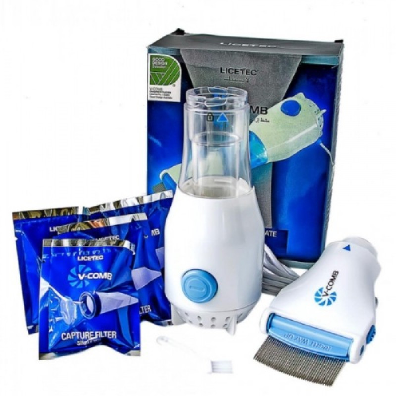 Гребінець електричний для видалення вошей та бліх у тварин з насадкою з нержавіючої сталі Licetec V-Comb (VC8972)