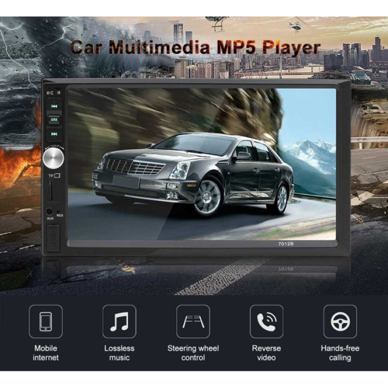 Автомагнітола 2DIN з сенсорним дисплеєм 7" з пультом керування та підтримкою камери заднього виду Bluetooth USB microSD 7012B Чорний Автомагнітола 2DIN з сенсорним дисплеєм 7" з пультом керування та підтримкою камери заднього виду Bluetooth USB microSD 7012B Чорний