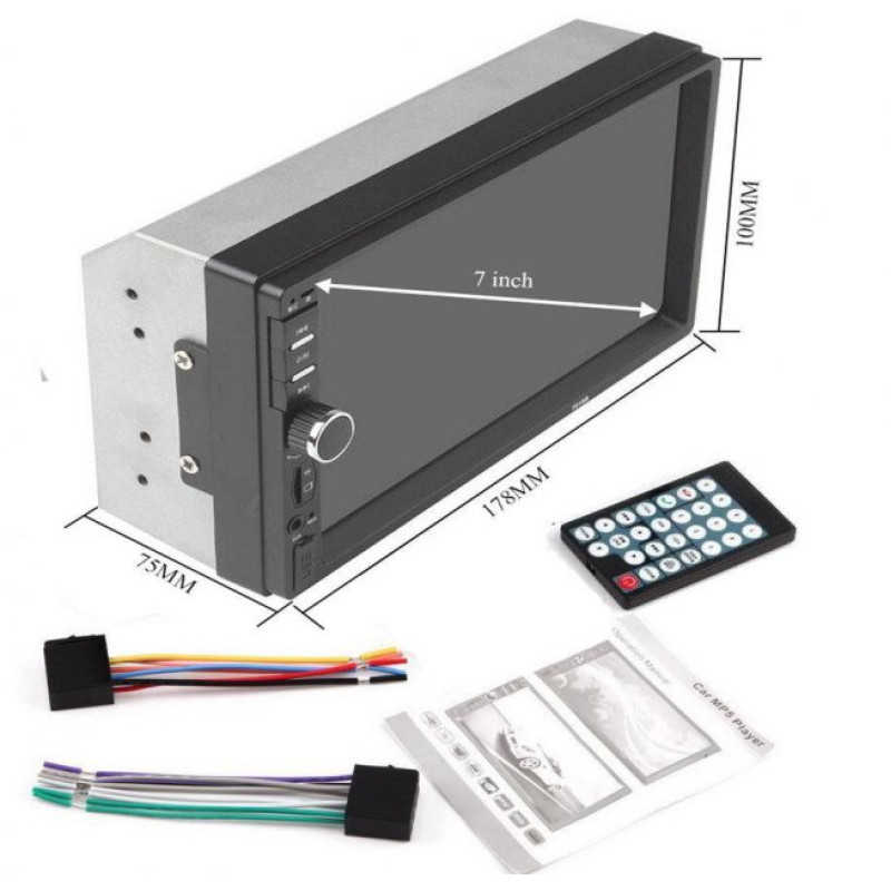 Автомагнітола 2DIN з сенсорним дисплеєм 7" з пультом керування та підтримкою камери заднього виду Bluetooth USB microSD 7012B Чорний Автомагнітола 2DIN з сенсорним дисплеєм 7" з пультом керування та підтримкою камери заднього виду Bluetooth USB microSD 7012B Чорний