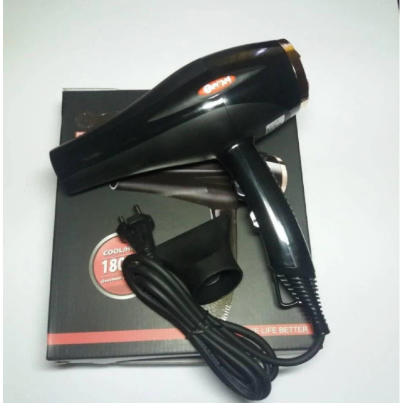 Фен для волосся професійний для сушіння та укладання потужний з подачею холодного повітря Gemei GM-1769 1800W Чорний