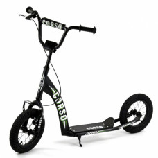 Самокат міський двоколісний з великими надувними колесами 12" для дітей від 3 років Corso CR-T 0070 Чорний/Зелений