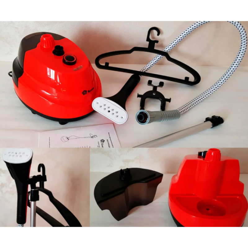 Вертикальний відпарювач для одягу ручний зі стійкою Domotec MS-5353 2000Вт 1.6л Червоний