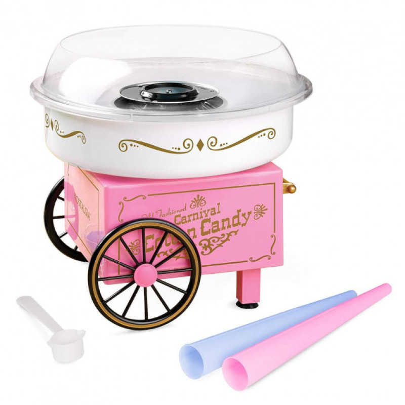 Домашній апарат для приготування цукрової вати на коліщатках Carnival Cotton Candy Maker Рожевий CH783