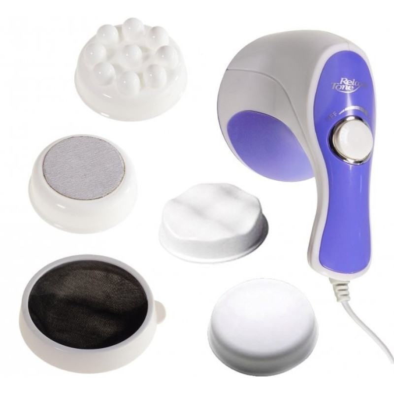 Портативний ручний масажер для всього тіла із 5 насадками Relax and Ton WJ-03 Біло-фіолетовий