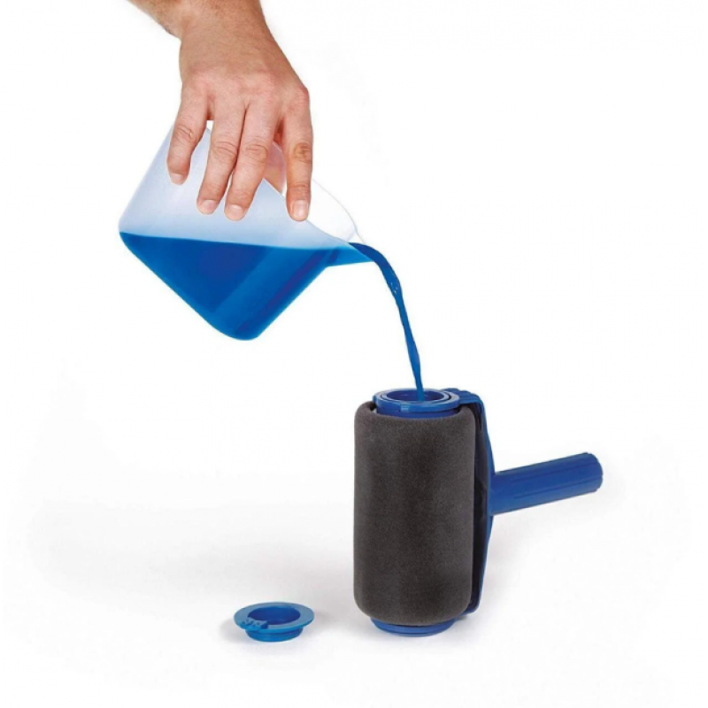 Багатофункціональний малярський валик для фарбування приміщень з резервуаром для фарби і телескопічним тримачем Paint Roller TM-110 Синій