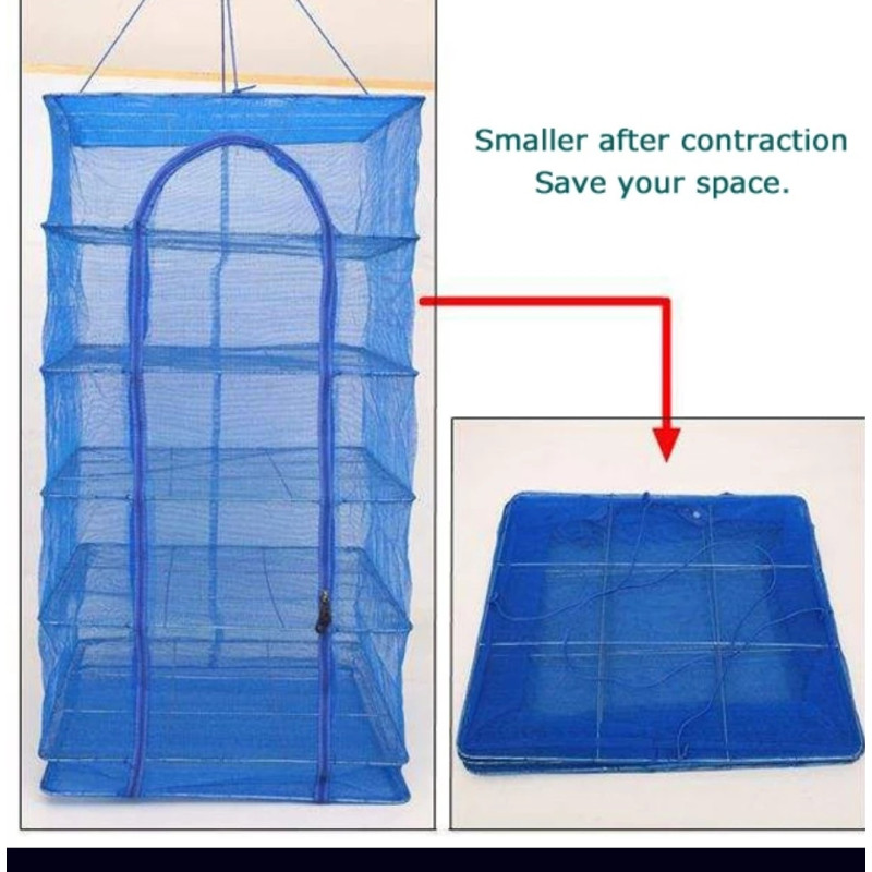 Сітка для сушіння риби, грибів, овочів та фруктів на 5 ярусів, Підвісна сітка сушарка Stenson SF23638 (40х50х75 см)
