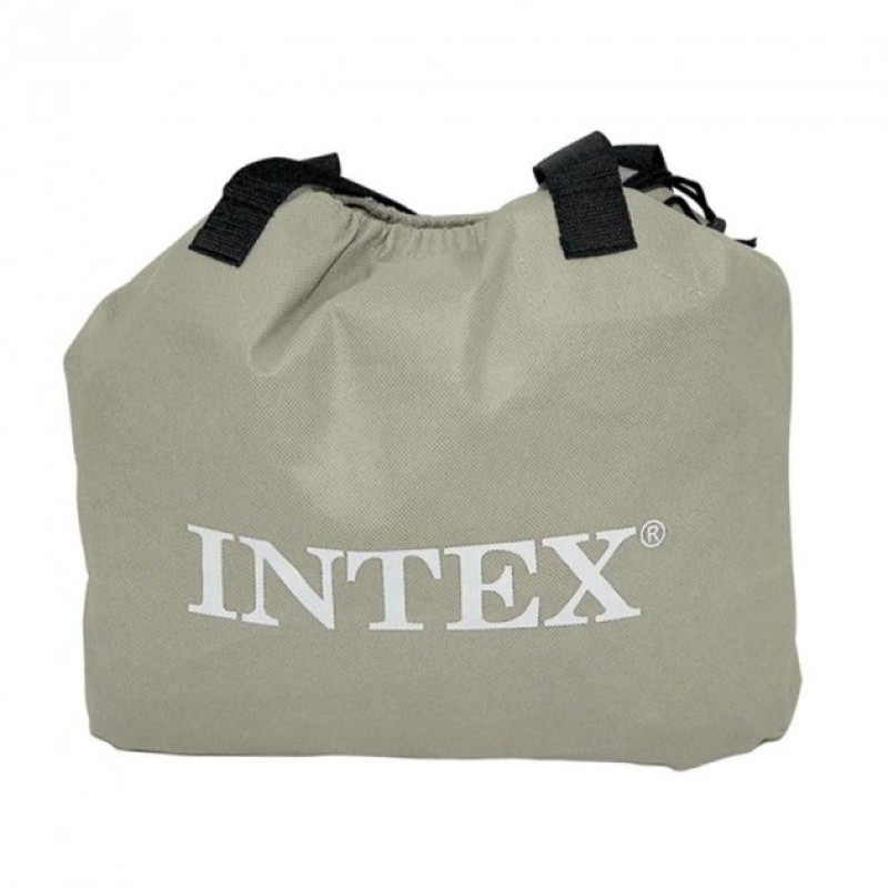 Матрац двомісний преміум-класу ПВХ з велюровим покриттям надувне ліжко з електронасосом 220V Intex 67770 Comfort Plush 152х203х33см Сірий