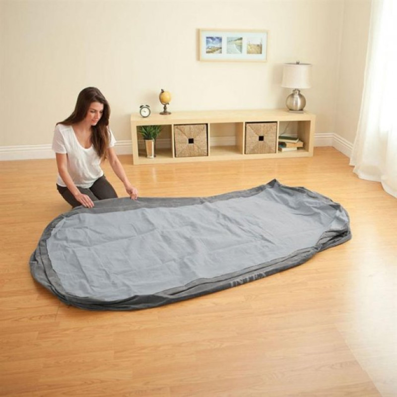 Матрас одноместный ПВХ надувная кровать со встроенным электронасосом Intex 64412NP 99*191*46 Серый