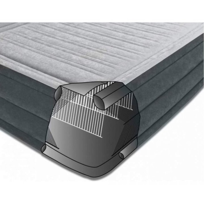 Матрас одноместный ПВХ надувная кровать со встроенным электронасосом Intex 64412NP 99*191*46 Серый